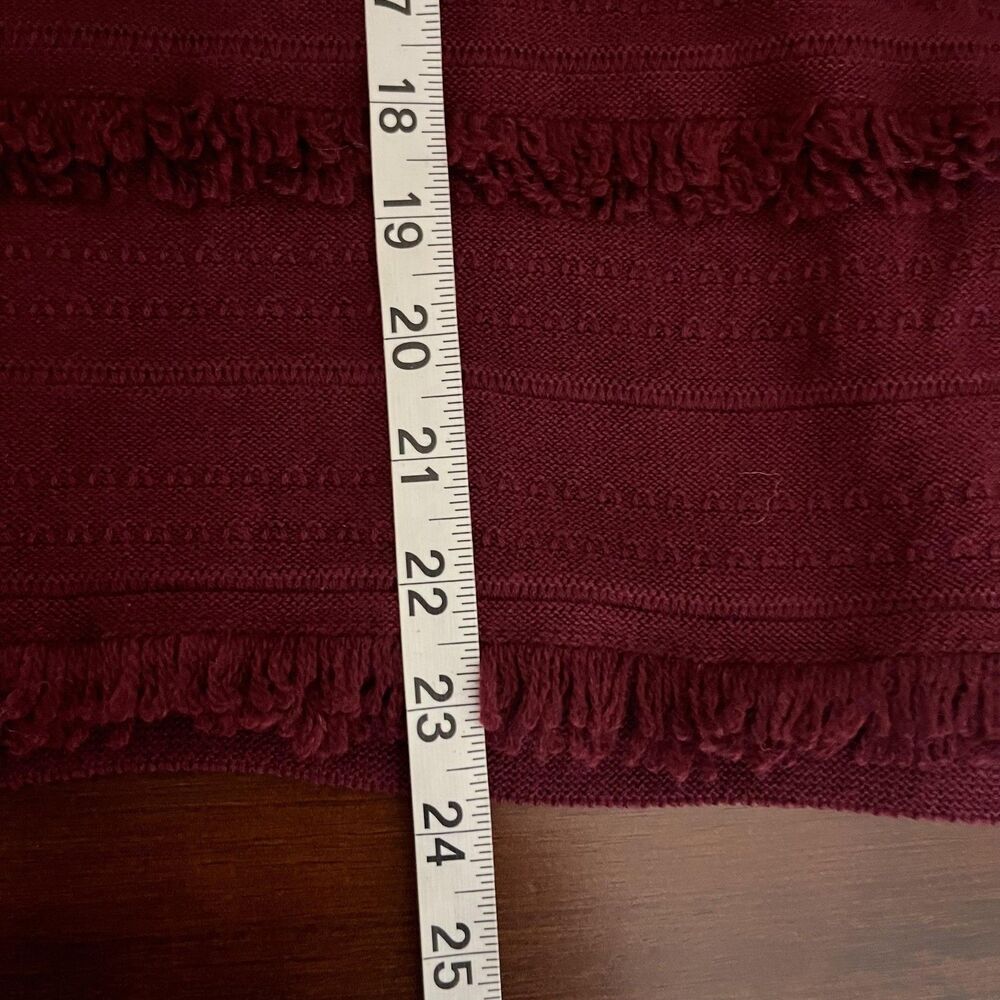 J Jill Sweater Womens MP Red Bordeaux Fringe Stripe Boat Neck Knit Pullover - Picture 6 of 6